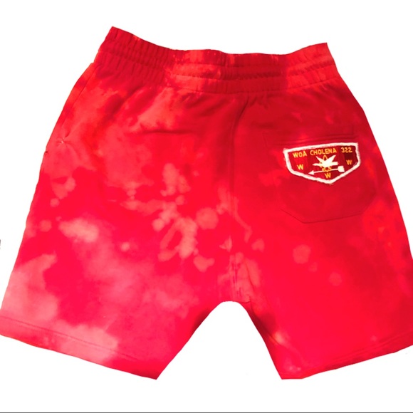 1/1 Custom Bleach Tie Dye Shorts with Custom Patch - Picture 3 of 4